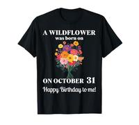 October 31st Birth Flower Marigold Cosmos Bouquet Birthday T-Shirt