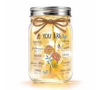 October Birth Flower Gift, Christian Birthday Gift, Mason Jar Night Light | Marigold birth flower with Christian Bible verses and warm LED light; gift for Mum, Daughter, Sister or Friend.