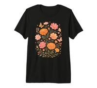 October Birth Flowers Marigold Cosmos Botanical Wildflowers Premium T-Shirt