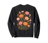 October Birth Flowers Marigold Cosmos Botanical Wildflowers Sweatshirt