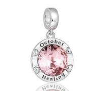 October Birthstone Charms for Women Bracelets Round Pink Charm fit Pandora Bracelets Birthday Gifts for Women Girls