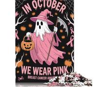 October Breast Cancer Awareness Ghost Puzzle Premium 100% Recycled Board Paper Rectangular Jigsaw Puzzle for Adults Teen Unique Gift 1000pcs (75x50cm)