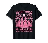 October Breast Cancer Awareness Pink Witches Halloween T-Shirt