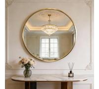 October Elf 60cm Round Wall Mounted Mirror - Premium Aluminium Frame Circle Mirror - Waterproof, Dustproof - Modern Decorative Golden Wall Mirror for Bathroom, Hallway, Bedroom & Living Room