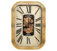 October Elf Large Vintage Rectangular Real Moving Wall Clock with Brushed-Silver Bezel British Style Home Decor Accent Clock 25 * 17 Inch Roman