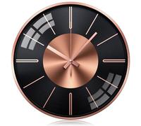 October Elf Modern Wall Clocks, Black and Rose Gold Wall Clock, Silent Wall Clocks for Living Room, Stylish kitchen clocks wall, 12inch Large Metal Wall Clock for Home, Bedroom, Office Decoration