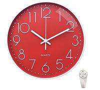 October Elf Round Wall Clock, 12 Inch Non Ticking Living Room Battery Operated Clock For Bedrooms Office Kitchen Class Room