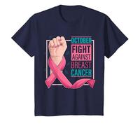 October Fight Against Breast Cancer T-Shirt, Youth, Navy Blue, Large