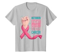 October Fight Against Breast Cancer T-Shirt, Youth, Silver Grey, 4T