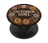 October Girl Cosmos Marigold Birth Flower Autumn Wreath PopSockets Adhesive PopGrip