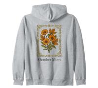October Mom Cosmos Marigold Framed Fall Birth Flower Zip Hoodie
