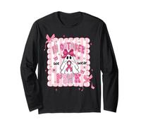 October We Wear Pink Breast Cancer Ghost Coquette Halloween Long Sleeve T-Shirt