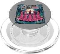 October We Wear Pink Funny Halloween Witches Breast Cancer PopSockets PopGrip for MagSafe