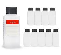 Octopus 100 ml plastic bottles, HDPE plastic bottles with black screw caps, empty bottles with black screw caps, square bottles G25 incl. labelling tabs, Black , Pack of 10