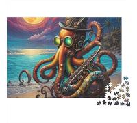 Octopus 1000 Piece Jazz Octopus Sturdy Cardboard Puzzle for Puzzle Enthusiasts Friends Gathering Staycation Entertainment Holiday Pastime 52x38cm/1000pcs
