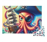 Octopus 1000 Piece Pirate Octopus Sturdy Cardboard Jigsaw Puzzle for Puzzle Enthusiasts Birthday Party Classroom Activity Educational Enlightenment Value for Money 70x50cm/1000pcs
