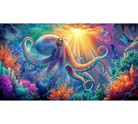 octopus 1000 Pieces Jigsaw Puzzles for Adults Challenging Game Jigsaw Puzzle Home Decors for The Whole for Women, Gifts for Men 38x26cm/1000pcs