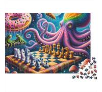 Octopus 1000pc Chess Octopus Thick Cardboard Jigsaw Puzzle for Stress Relief Seekers Christmas Gathering Home Decor Holiday Pastime Social Icebreaker Present 52x38cm/1000pcs