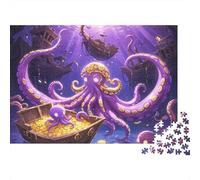 Octopus 1000pc Treasure Octo Thick Cardboard Puzzle for Stress Relief Seekers Christmas Gathering Home Decor Collectible Item Value for Money 52x38cm/1000pcs