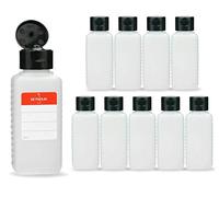 Octopus 10x 100 ml plastic bottles, HDPE plastic bottles with black flip-top cap, empty bottles with black hinged cap, square bottles incl. labels