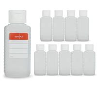 Octopus 10x 100 ml plastic bottles, HDPE plastic bottles with white flip-top cap, empty bottles with white hinged cap, square bottles incl. labels