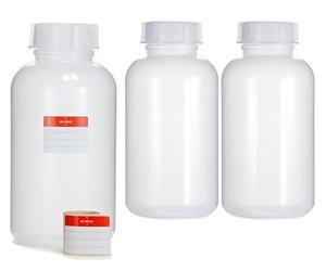 Octopus 3x 2000ml Wide Neck Bottles | LDPE Plastic 2 Litre Empty Chemical Bottles with Screw Caps | Leak-Proof Laboratory Storage Containers for Home, Lab & Workshop