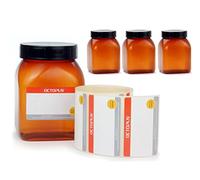 Octopus 4 x 500 ml plastic cups with lid, plastic jars, spice jars, wide neck cups with large opening and screw cap with labelling labels.