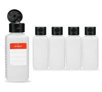 Octopus 5 x 100 ml plastic bottles, HDPE plastic bottles with black flip-top cap, empty bottles with black hinged cap, square bottles incl. 5 labels