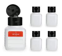 Octopus 5 x 50 ml plastic bottles, HDPE plastic bottles with black flip-top cap, empty bottles with black hinged cap, square bottles incl. 5 labels