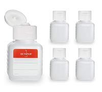 Octopus 5 x 50 ml plastic bottles, HDPE plastic bottles with white flip-top cap, empty bottles with white hinged cap, square bottles incl. 5 labels