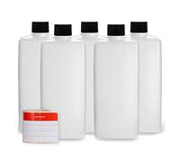 Octopus 5 x 500 ml plastic bottles, HDPE plastic bottles with black screw caps, empty bottles with black screw caps, square bottles incl. 5 labels