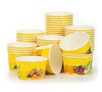 Octopus 50x ice Cream Cup, Cardboard ice Cream Cup, Fruit Cup with a Filling Capacity of 260 ml for 2 Scoops of ice Cream