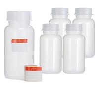 Octopus 5x 1000ml Wide Neck Bottles | LDPE Plastic 1 Litre Empty Chemical Bottles with Screw Caps | Leak-Proof Laboratory Storage Containers for Lab, Kitchen & Hobby