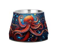 Octopus Abstract Blue Art Non Slip Anti Skid Dog Bowls Stainless Steel Food Water Bowl Stackable Pet Puppy Dishes