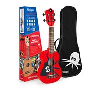 Octopus Academy soprano ukulele with Octopus motif on red