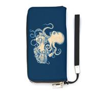 Octopus and Astronauts Slim Wallet for Women Long Purse Cute Clutch Wristlet Handbag Card Holders