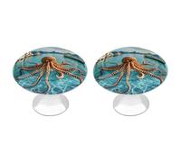 Octopus and Boat Cabinet Knobs, 2-Pack Silver Stainless Steel Drawer Pulls with Screws, Elegant Hardware for Dressers, Kitchen,Cabinets & Desks