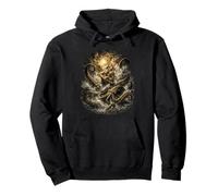 Octopus and Sailing Ship in Storm - Dramatic Sea Motif Pullover Hoodie