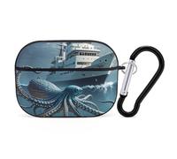 Octopus and Ship Case Cover with Keychain Shockproof Hard Shell Protective Case for 2nd/1st Generation Case for Women Men Bluetooth Earbuds Case