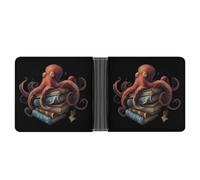 Octopus Armed with Knowledge Classic Bifold Wallet for Men PortableID Window Large Capacity Slim Leather Wallets