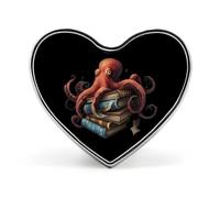 Octopus Armed With Knowledge Cute Button Pins Heart Badge Cool Personalised Pattern Brooches for Bag Hat