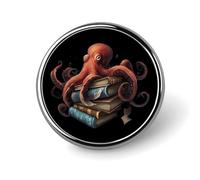 Octopus Armed With Knowledge Cute Button Pins Round Badge Cool Personalised Pattern Brooches for Bag Hat