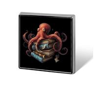 Octopus Armed With Knowledge Cute Button Pins Square Badge Cool Personalised Pattern Brooches for Bag Hat