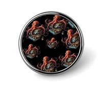 Octopus Armed With Knowledge Lapel Pin Metal Trendy Round Badge