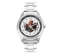 Octopus Armed with Knowledge Men's Quartz Watch Stainless Steel Bands Easy Read Minimalist Wristwatches Daily Business