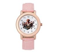 Octopus Armed with Knowledge Women's Easy Read Watches Flexible Three Hand Round Case Quartz Watch for Small Wrists