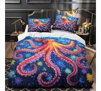 Octopus Art Comforter Cover 3D Design Printed All Season 3 Piece Bedding Set Zipper Vibrant Ocean Duvet Cover Ultra Soft Breathable for Kids Teens Adults Women Youth Double（200x200cm）