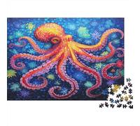 Octopus Art-Vibrant Ocean Style 1000pc Jigsaw with Perfect Snap Fit Colourful Jigsaws Colorful Octopus for An After-school Puzzle Activity for Children And Parents 52x38cm/1000pcs