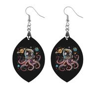 Octopus Astronaut Round Wooden Earrings Boho Drop Pendant Fashion Gifts for Women