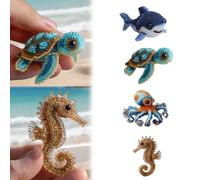 Octopus Bead Embroidery Kit,3D Ocean Animals DIY Beadwork Craft Kit,Crystal Art Buddies Beads for Embroidery,DIY Embroidery Beads Ornament Kit,Decor for Craft Lover (Sea Turtles+Seahorse)